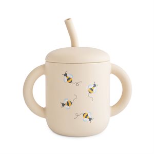 Mushie Silicone Training Cup + Straw - Bees
